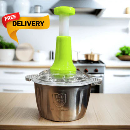 Imported Manual Hand Push Chopper Stainless Steel For Vegetables & Meat 2L